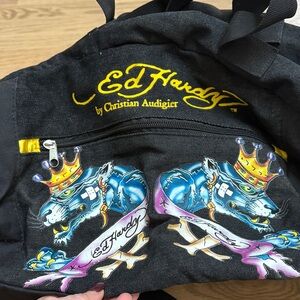 Ed Hardy Black  duffle bag with Graphic Design